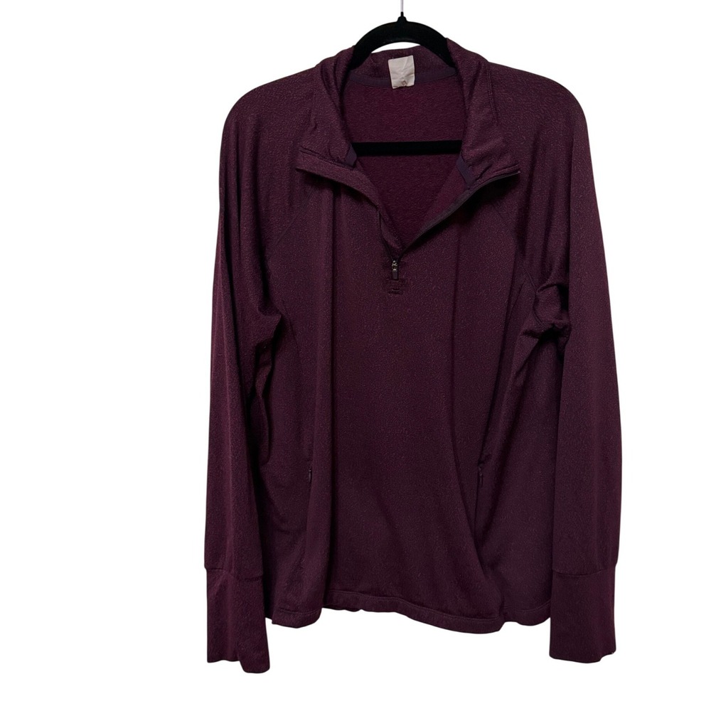 Avia Womens‎ XL 16-18 Purple Space Dye Quarter Zip Pullover Thumbhole Pockets